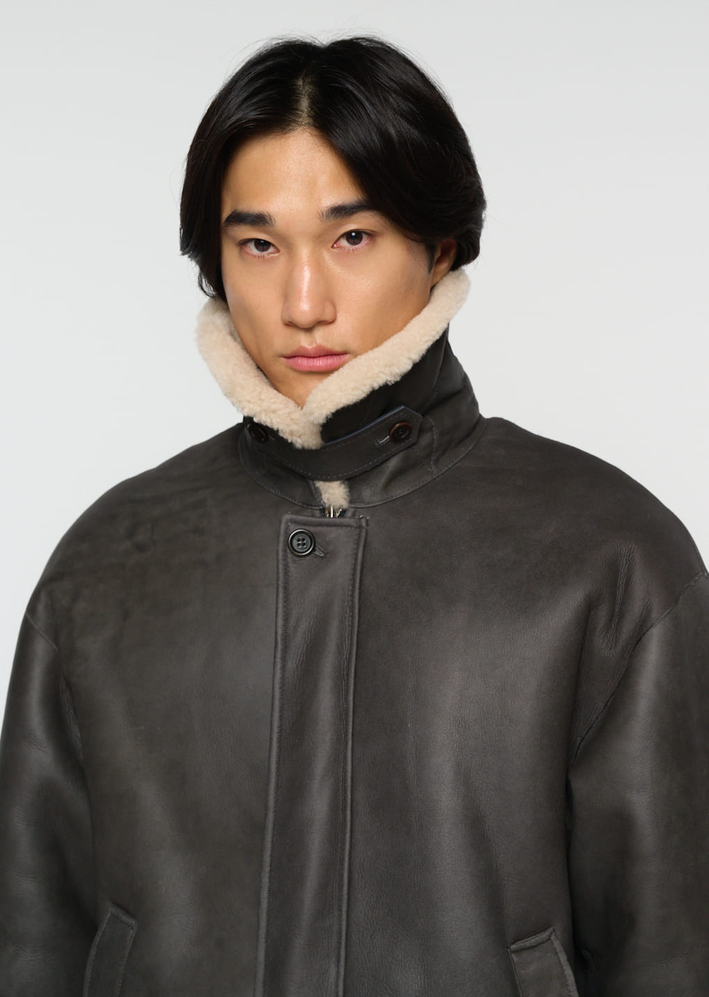 lambskin shearling jumper, khaki