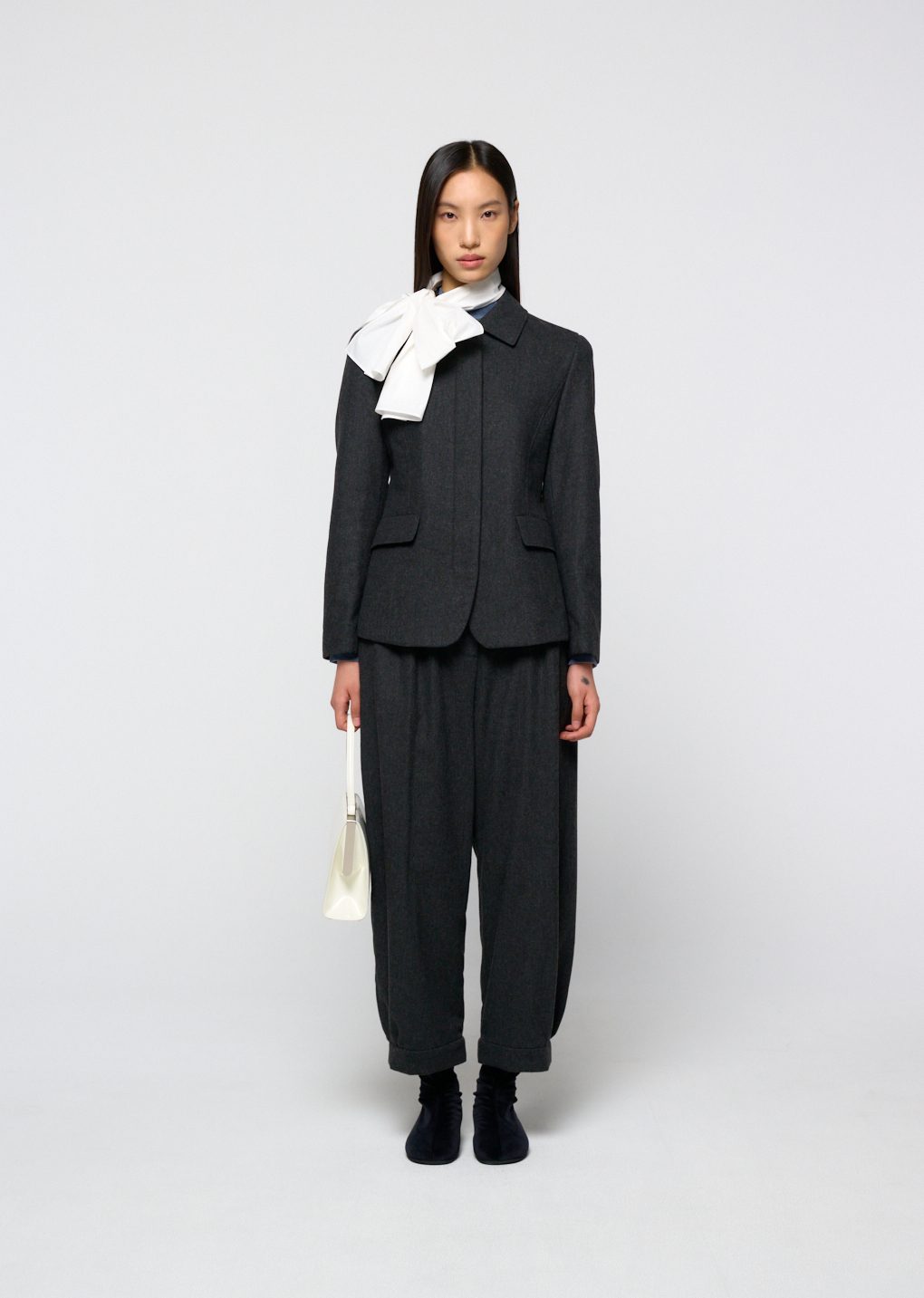 padded wool jacket, charcoal