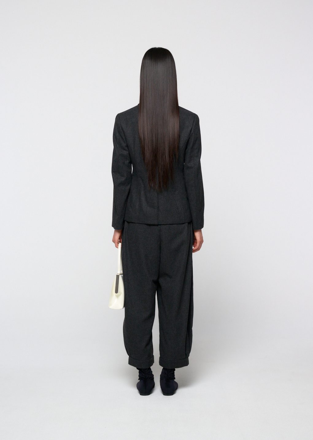 padded wool jacket, charcoal