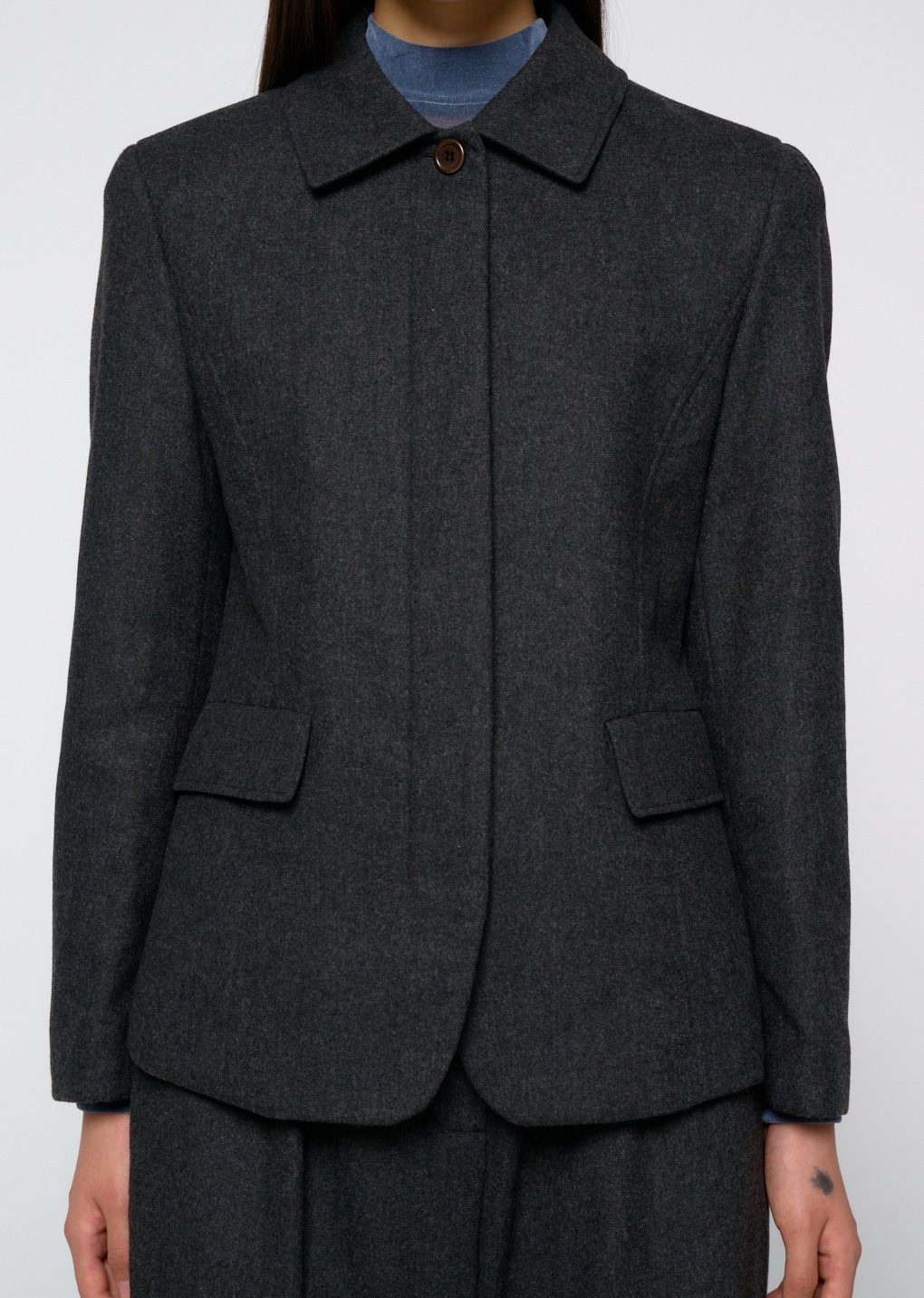 padded wool jacket, charcoal