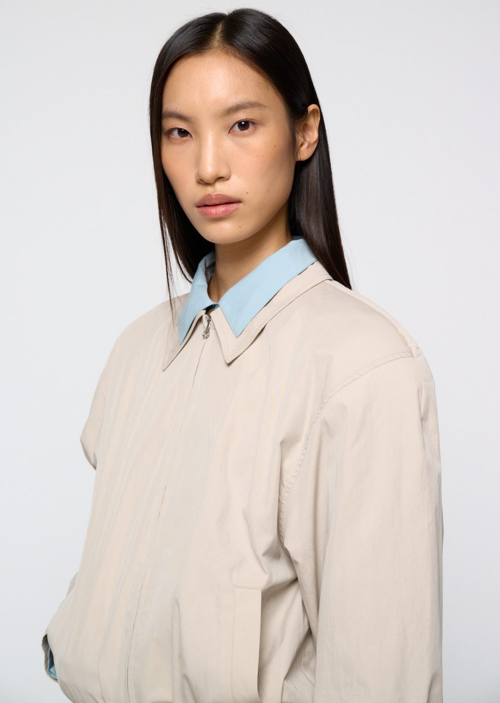 cotton nylon blouson, beige