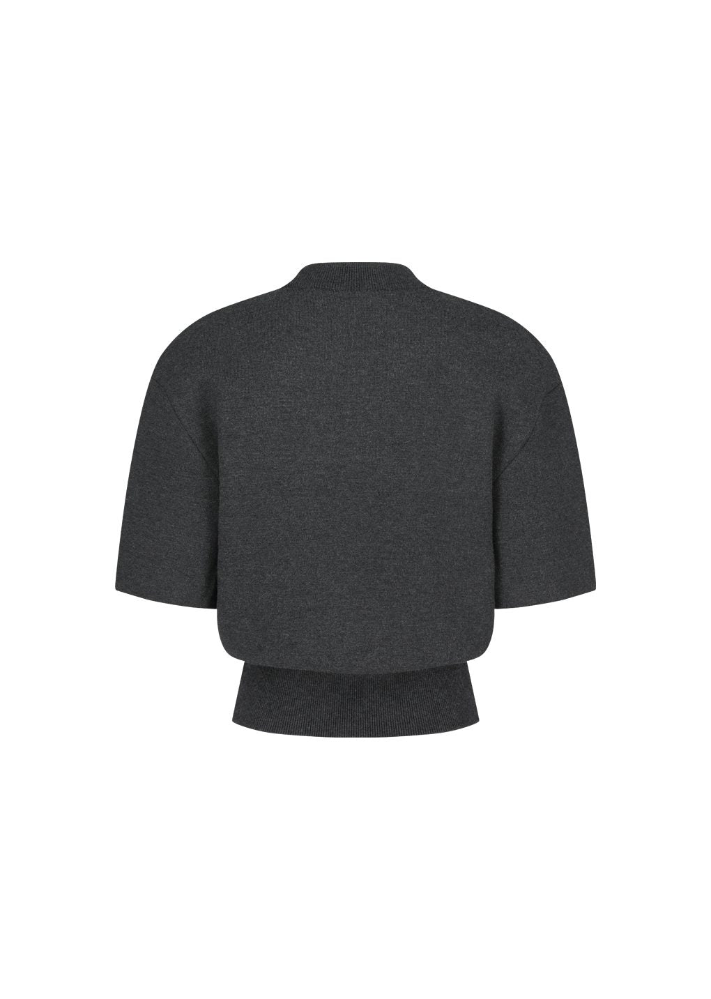 rounded half knit top, charcoal