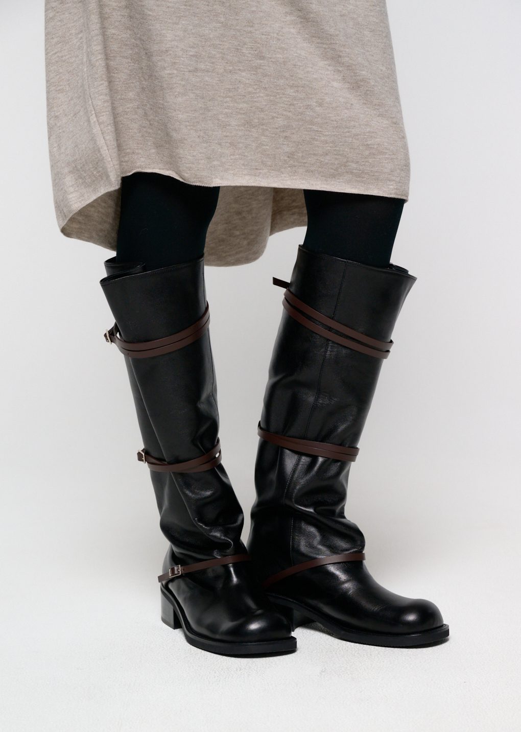 belt long boots, black