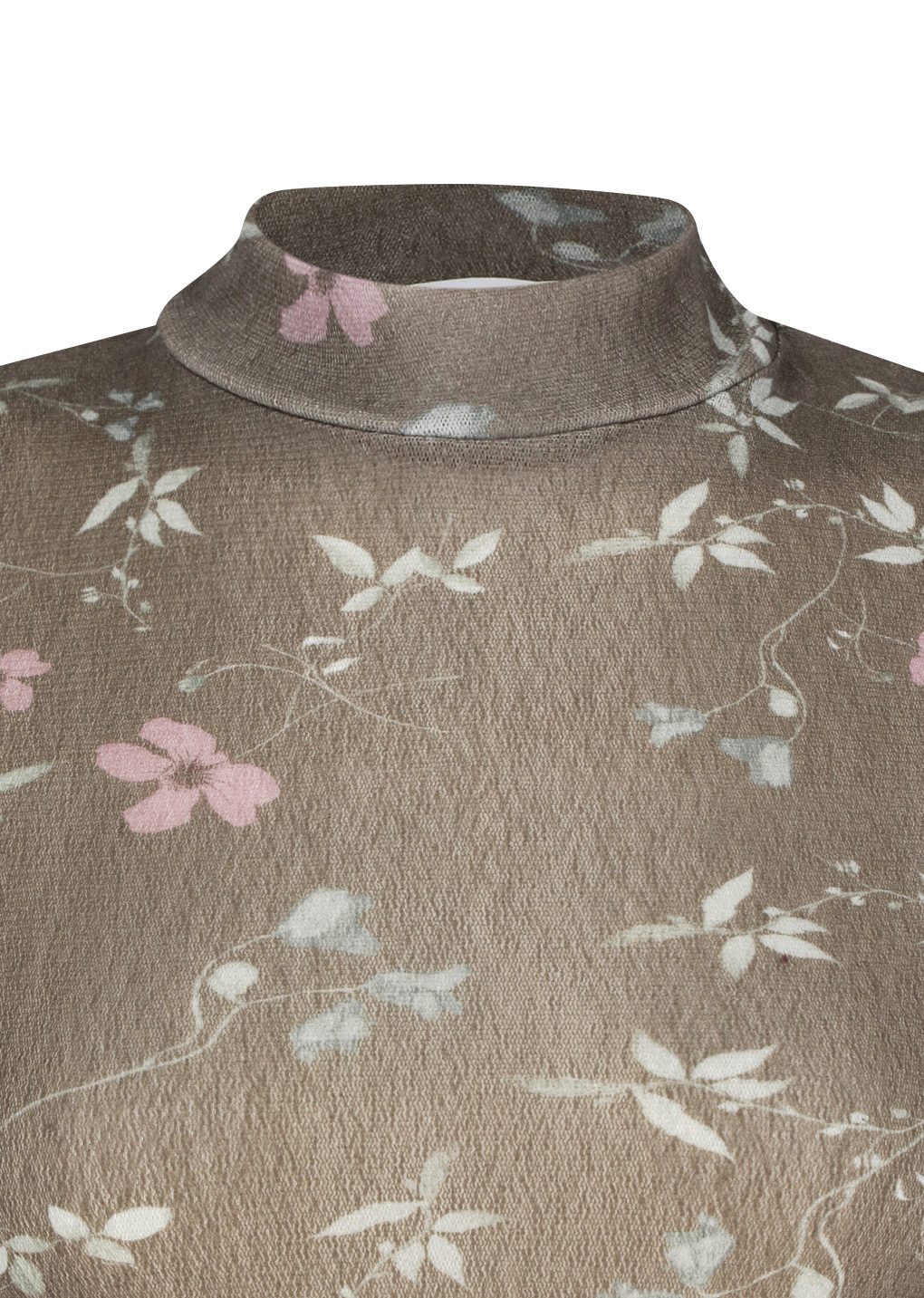 floral mock neck top, brown