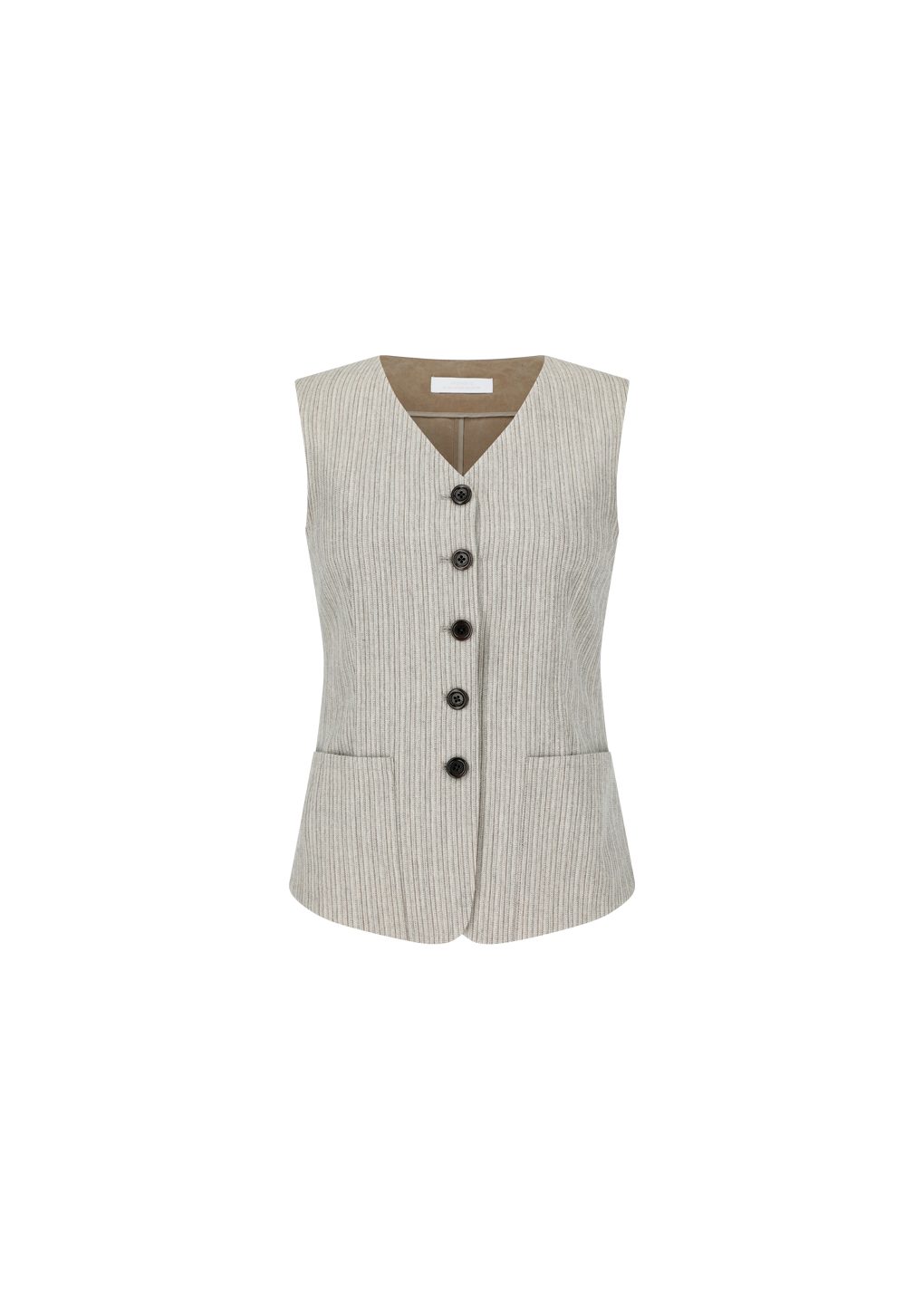 stripe pocket vest, beige