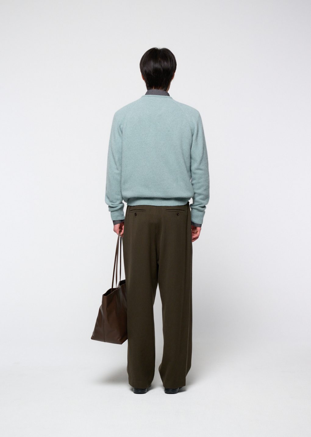 large leather tote bag, dark brown