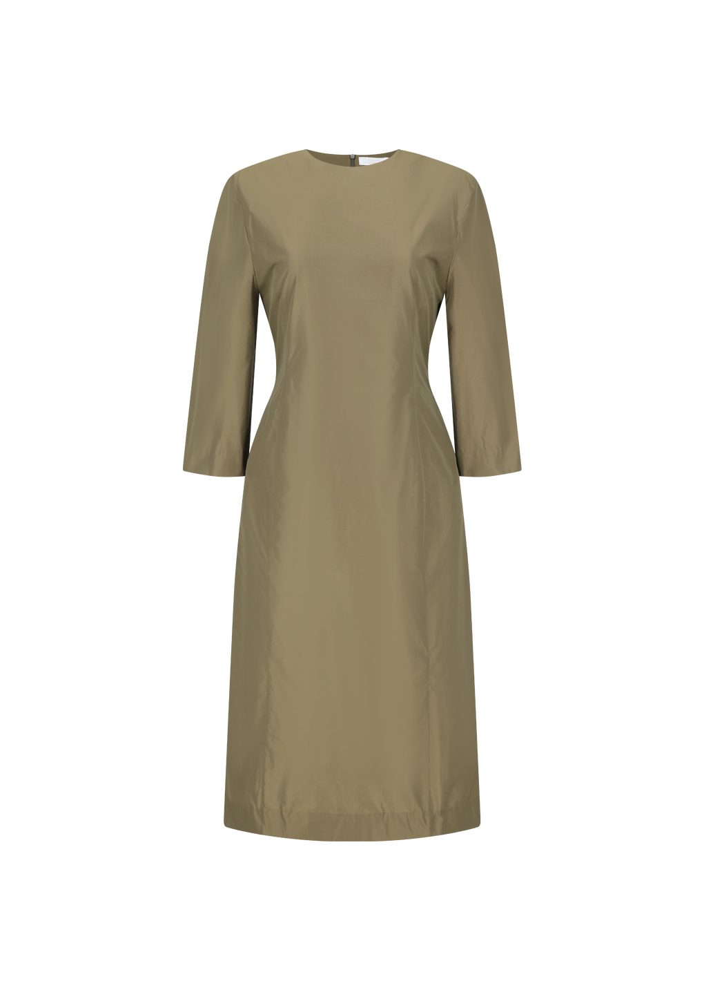silk taffeta dress, khaki