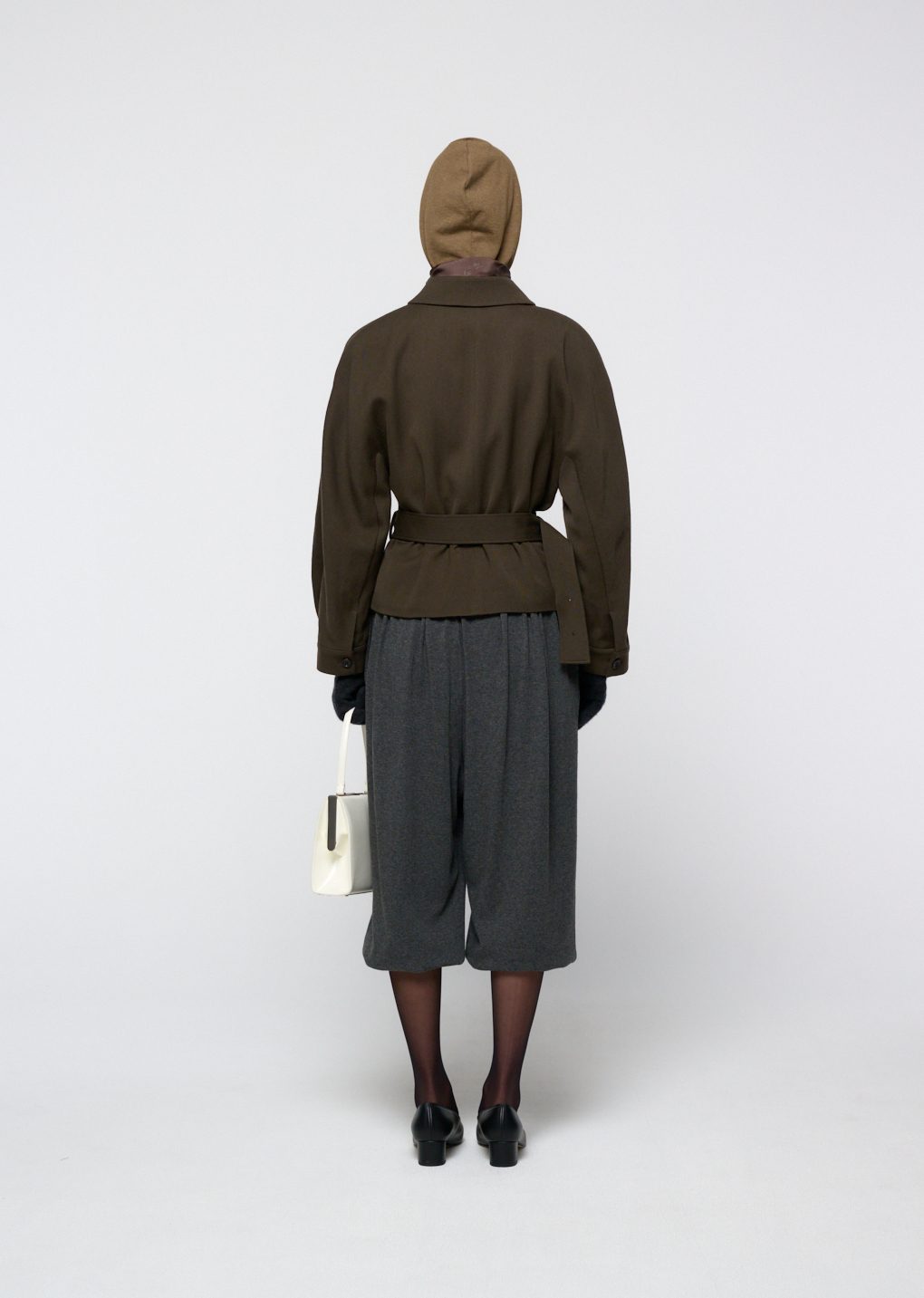 belted wool jacket, brown
