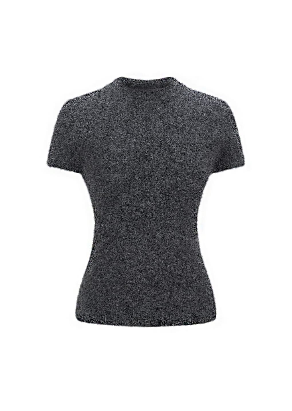 wholegarment hairy knit top, charcoal