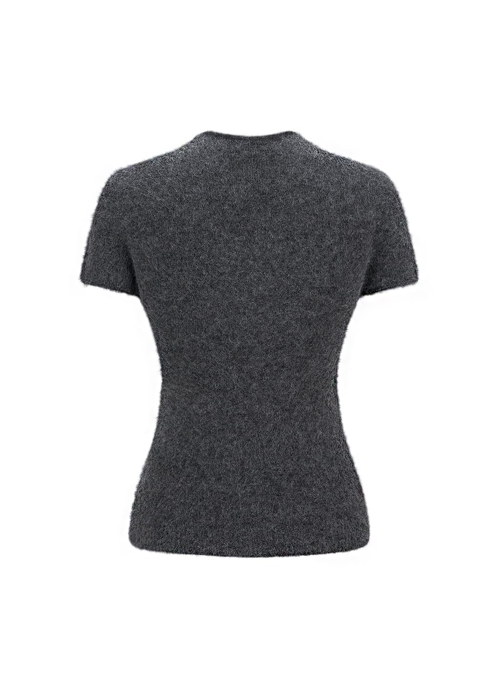 wholegarment hairy knit top, charcoal