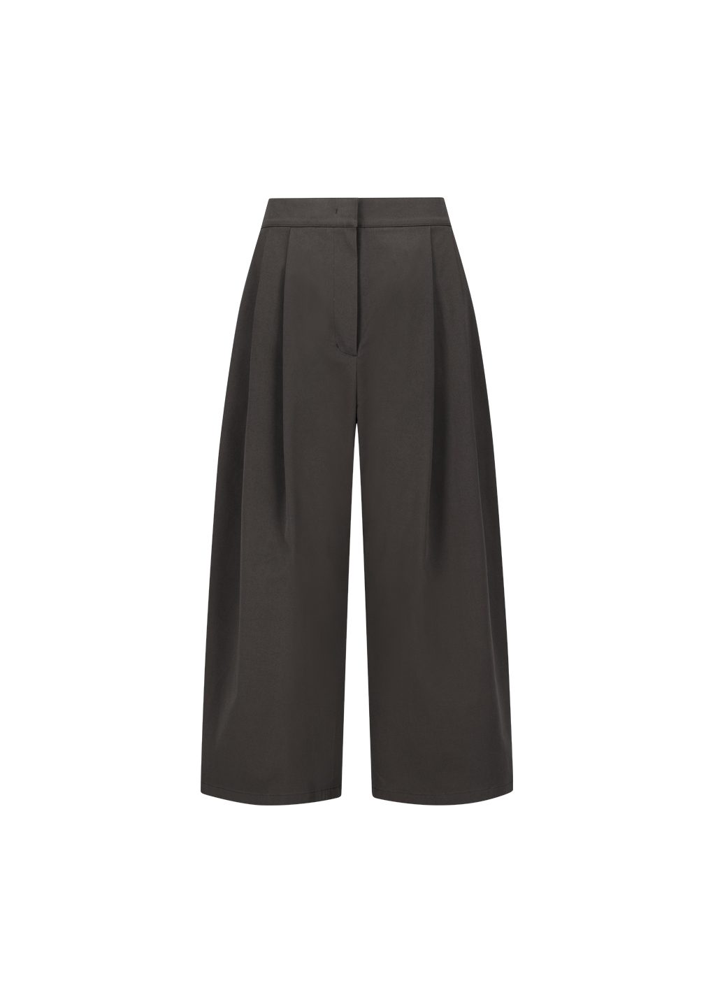 two tuck wide banding pants, brown