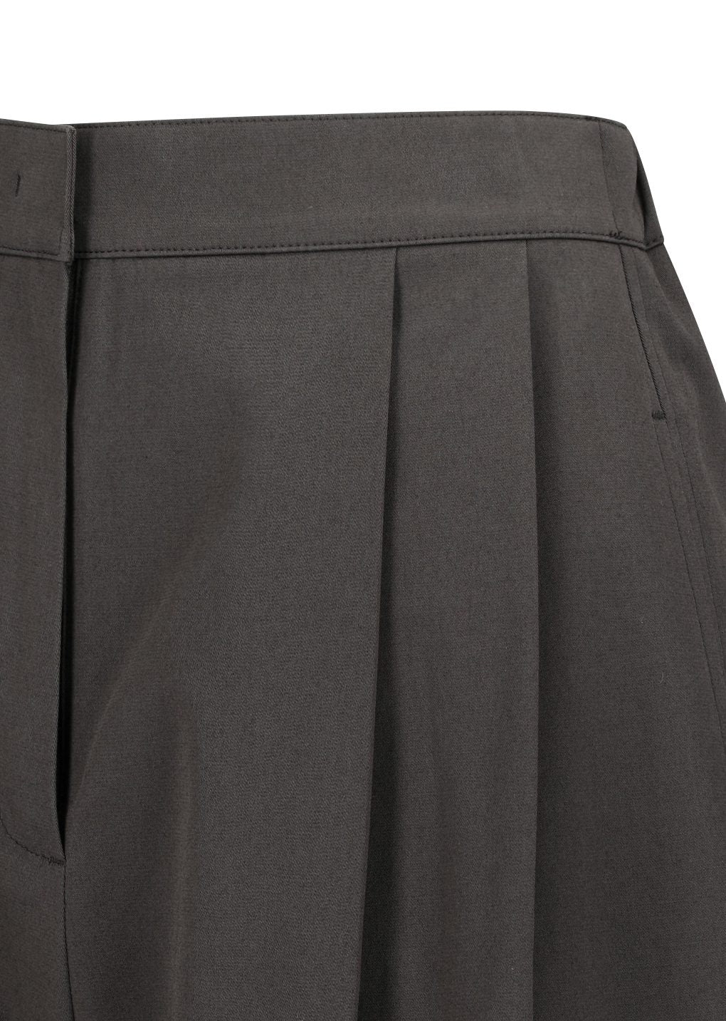 two tuck wide banding pants, brown