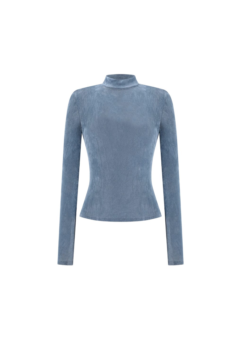mock neck top, blue