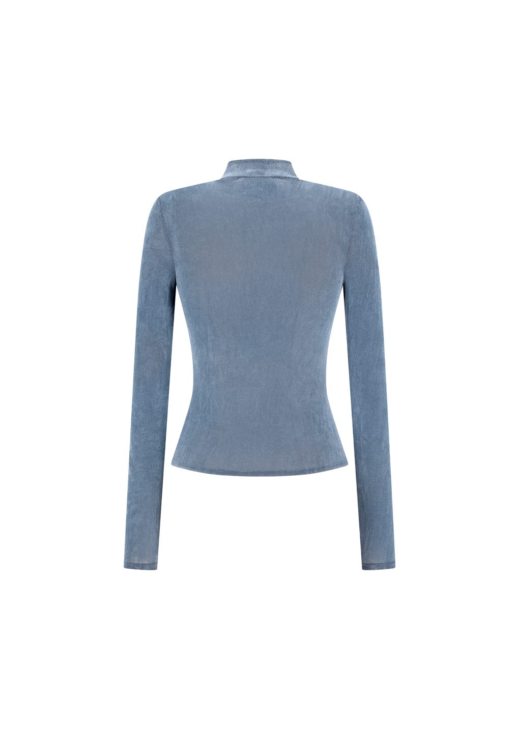 mock neck top, blue
