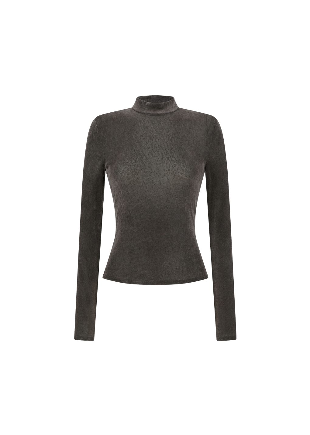 mock neck top, brown