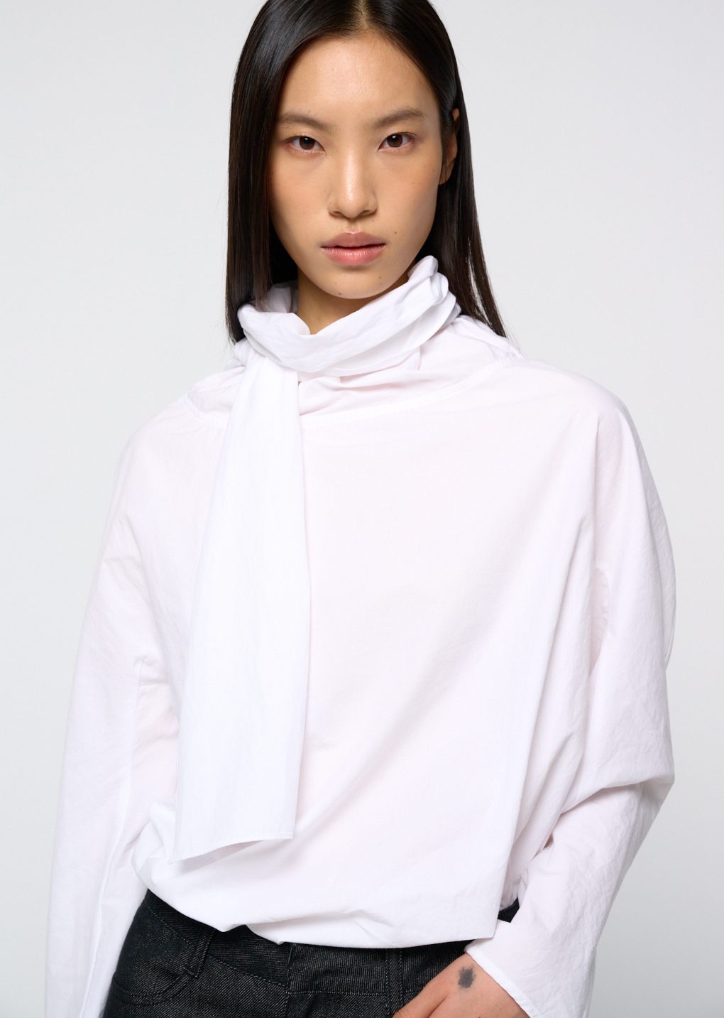 cotton scarf top, white