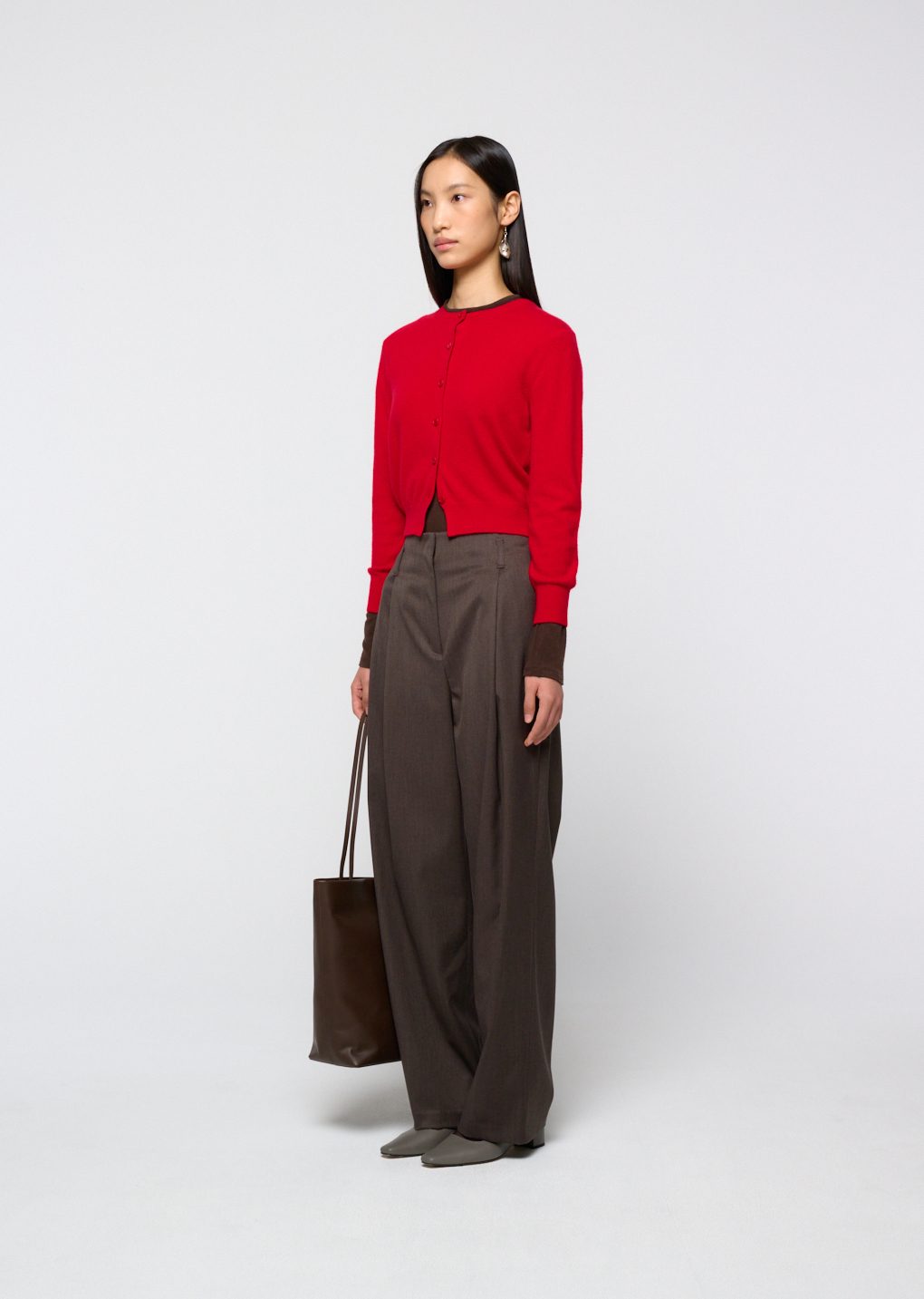 leather tote bag, dark brown