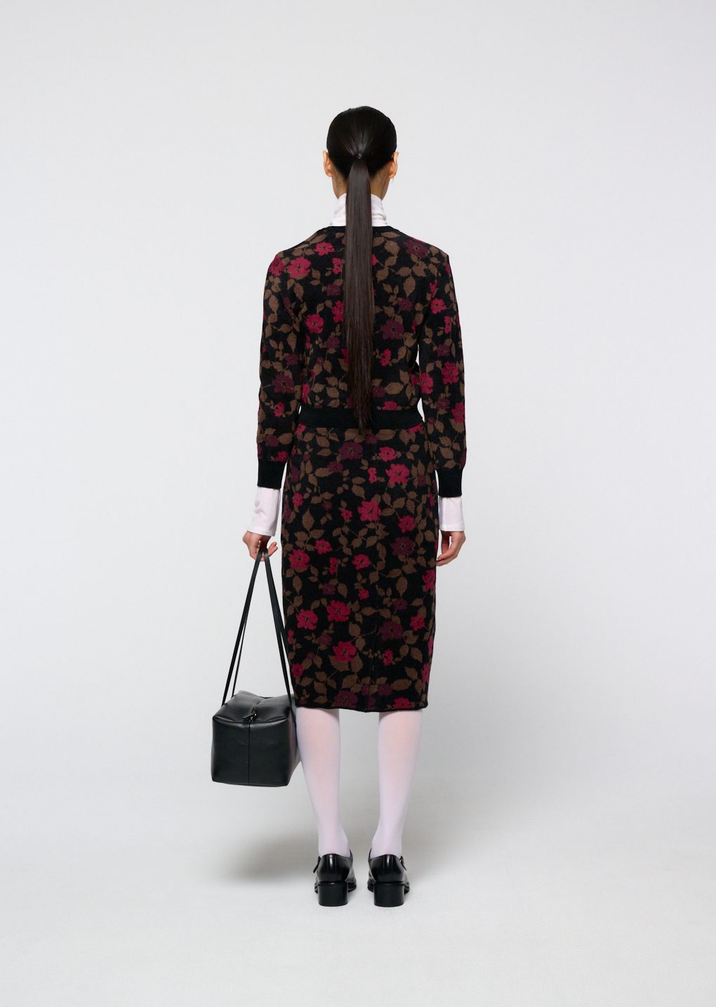 floral jacquard cardigan, black