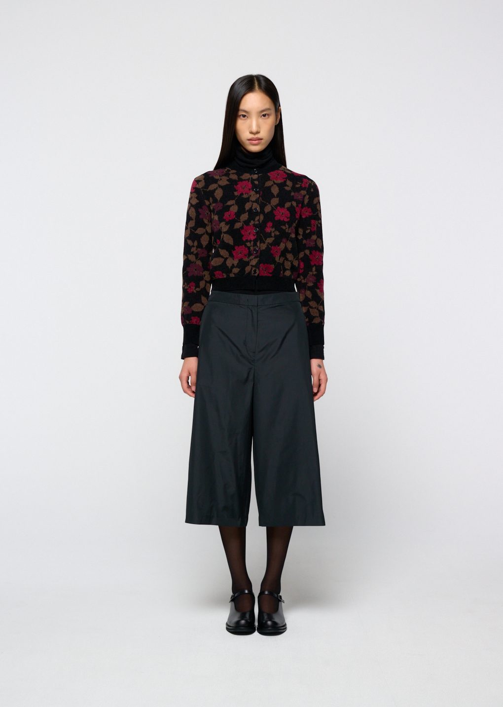 floral jacquard cardigan, black