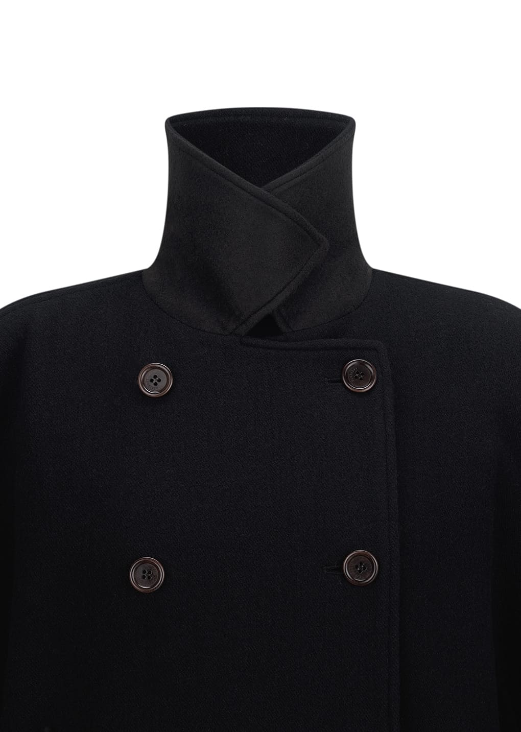 rounded half coat, black