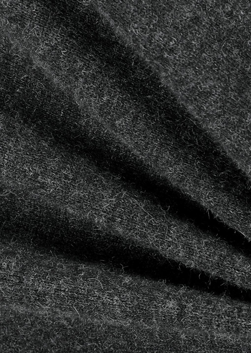 shirring half zip up knit hoodie, charcoal