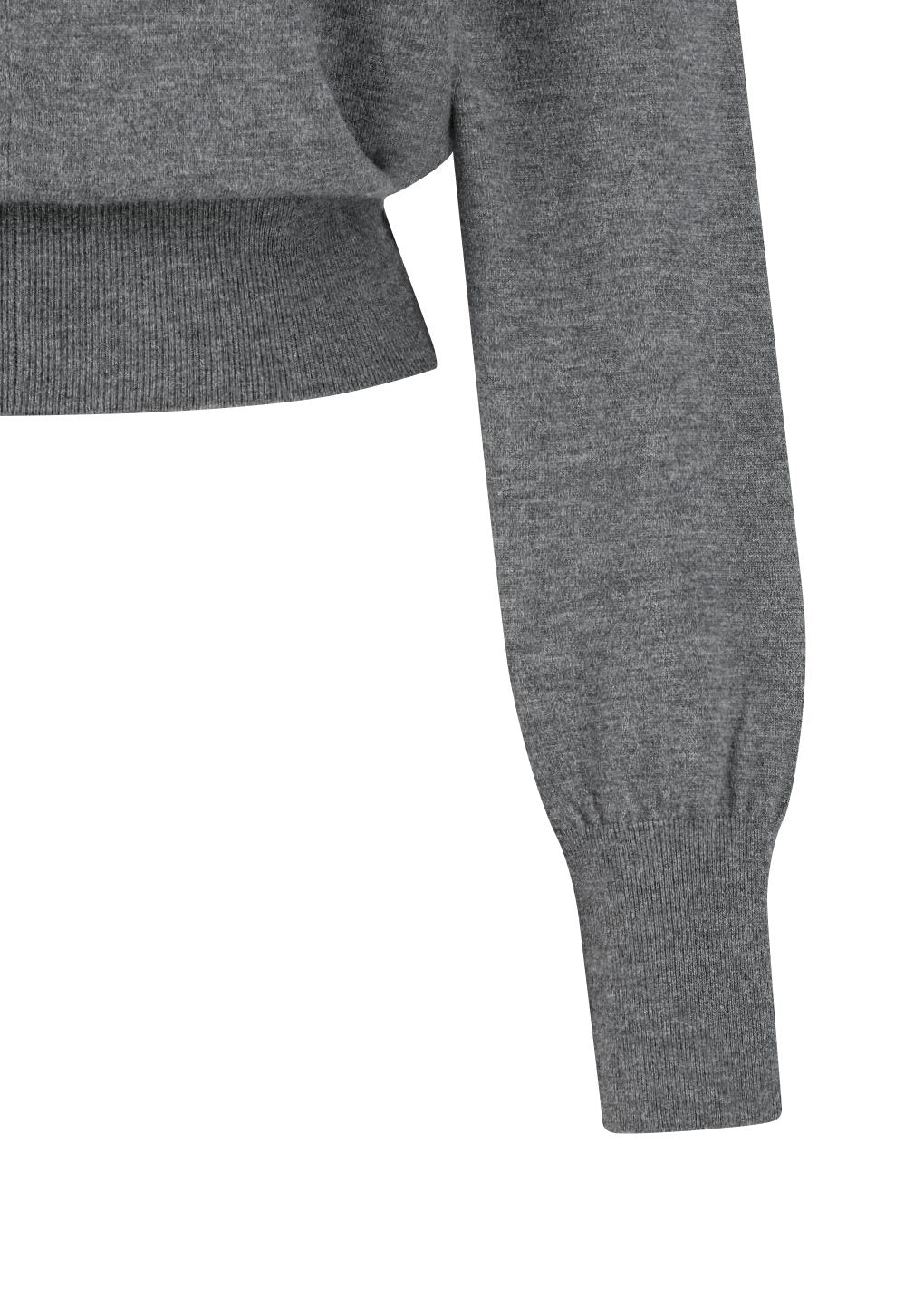shirring half zip up knit hoodie, grey
