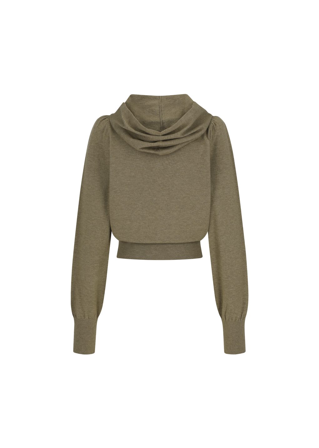 shirring half zip up knit hoodie, khaki