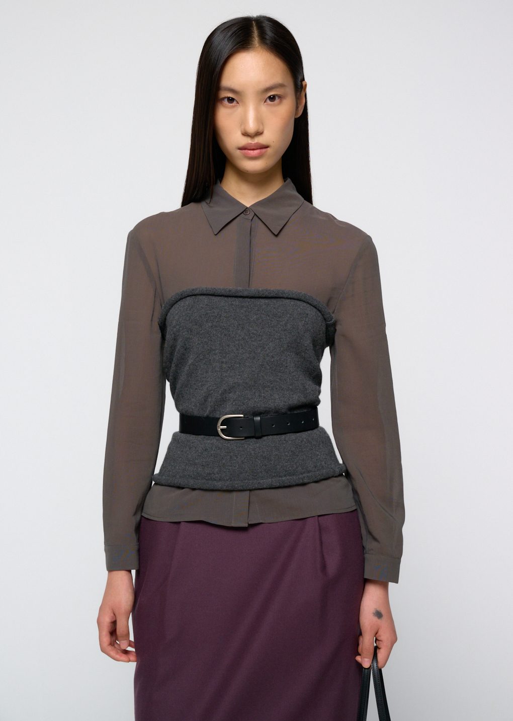 sheer cotton shirt, grey