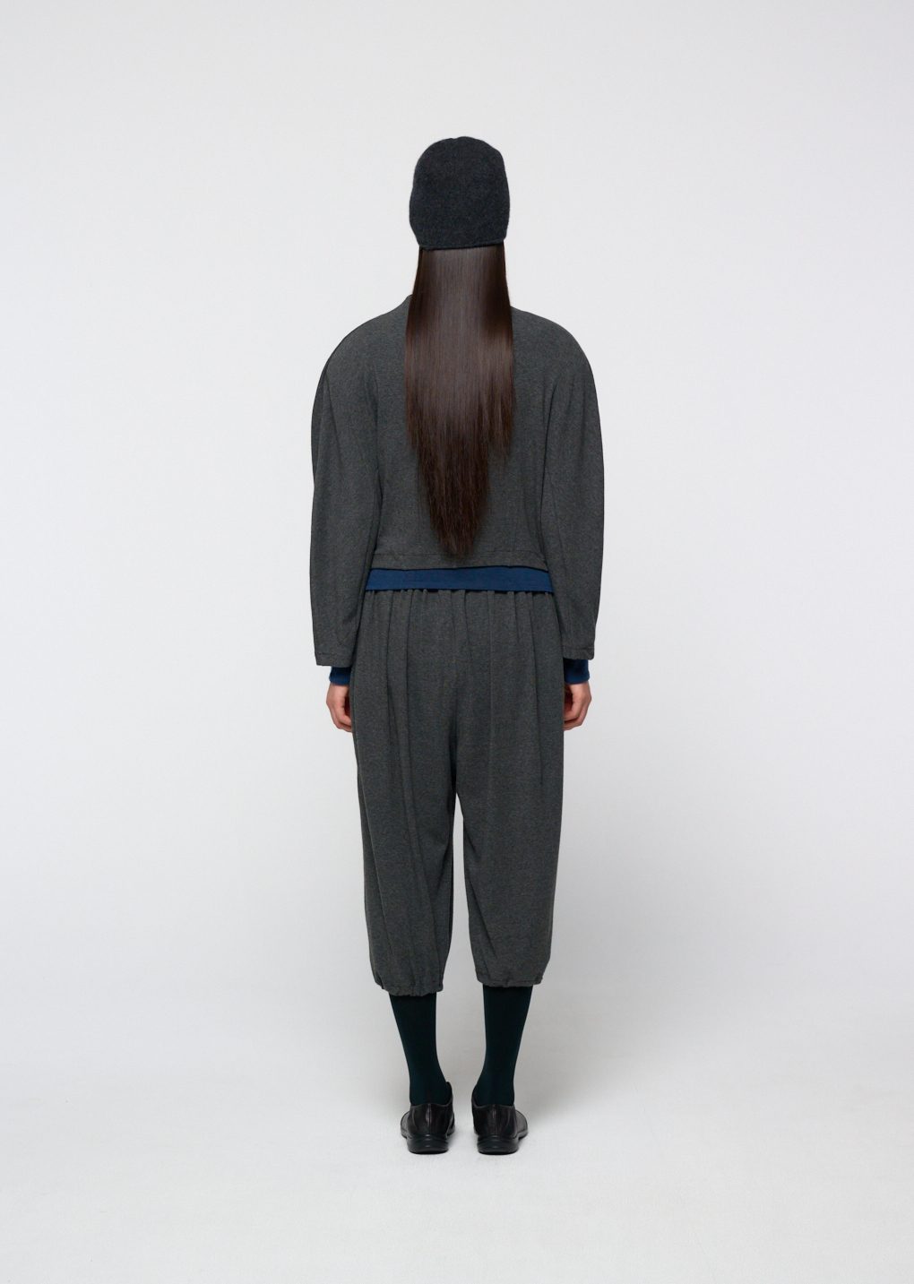 jersey padded mock neck top, charcoal