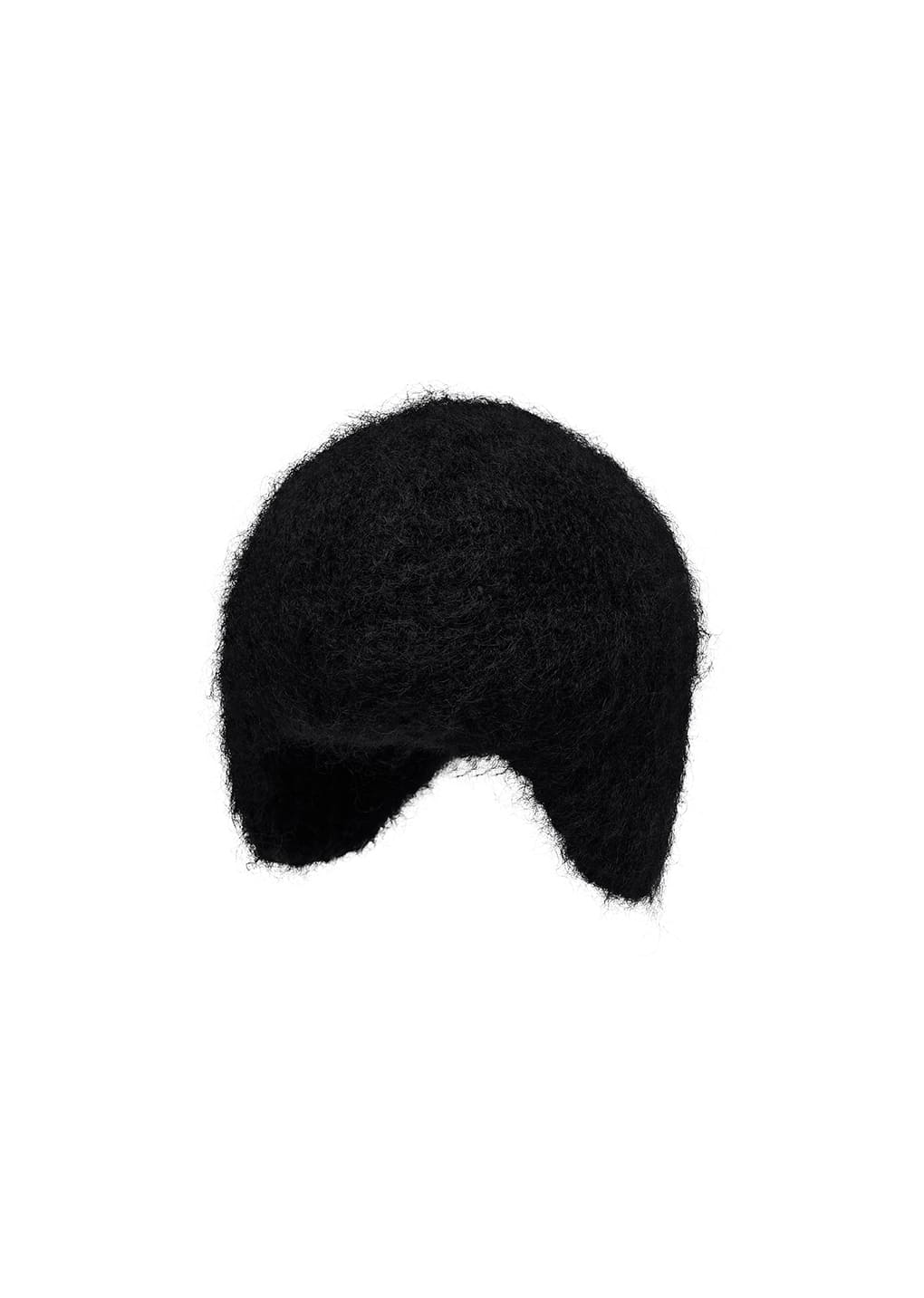 mohair ear-flap beanie, black