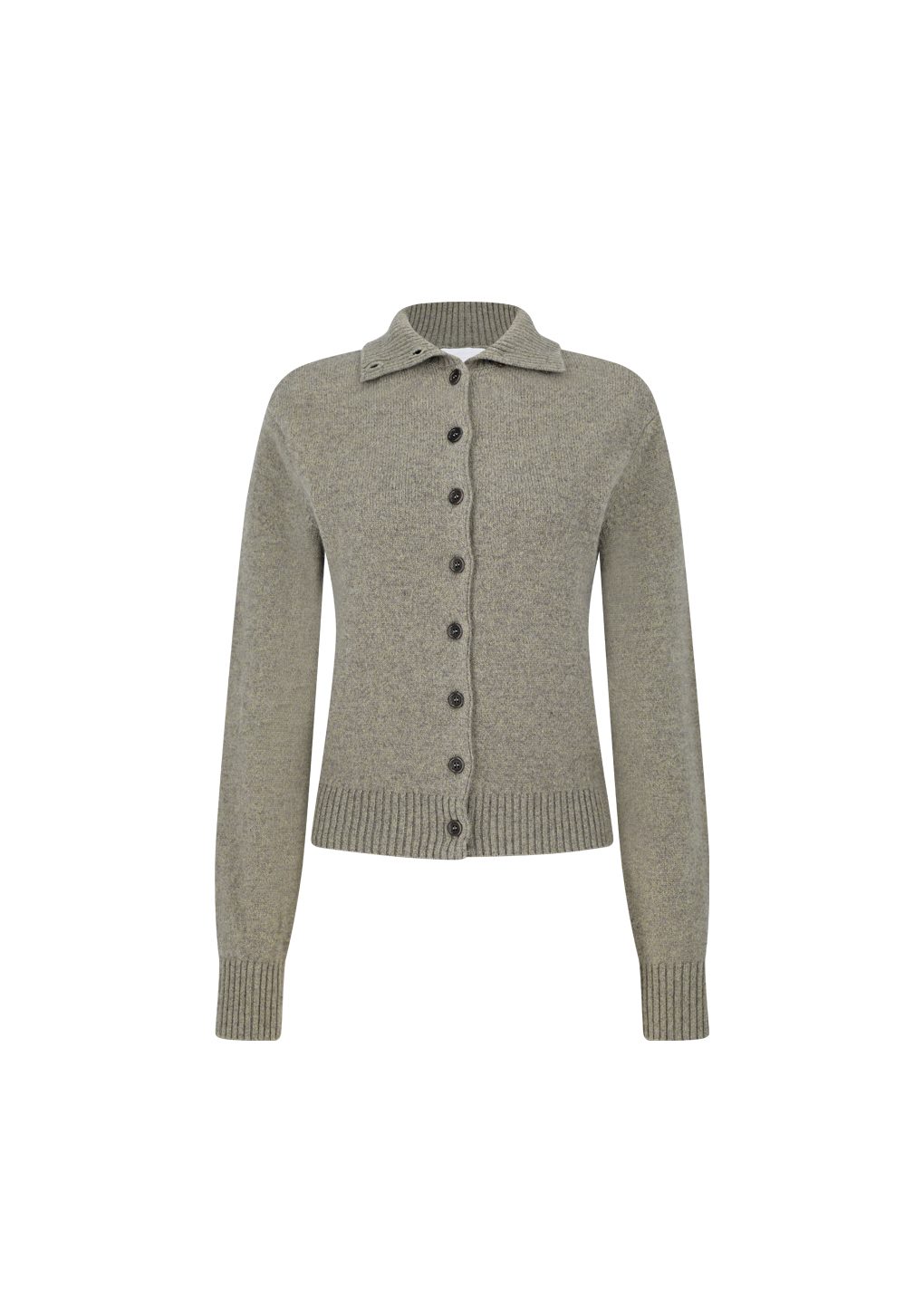 wool button up collar cardigan, khaki