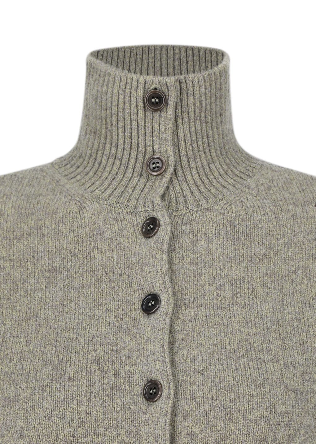 wool button up collar cardigan, khaki
