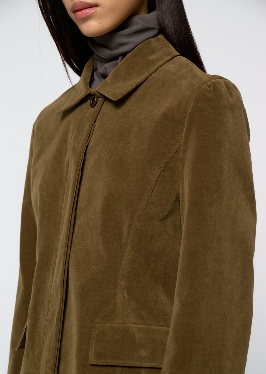 velvet jacket, khaki