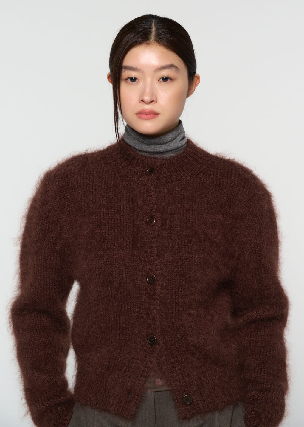 mohair bulky cardigan, brown