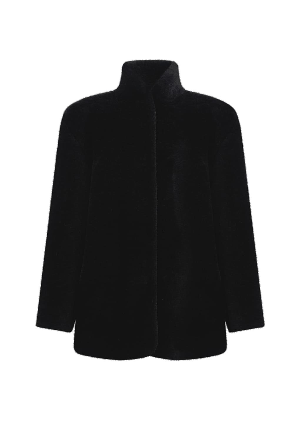 shearling mid jacket, black