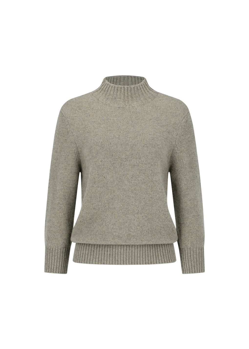 wool mock neck knit, khaki