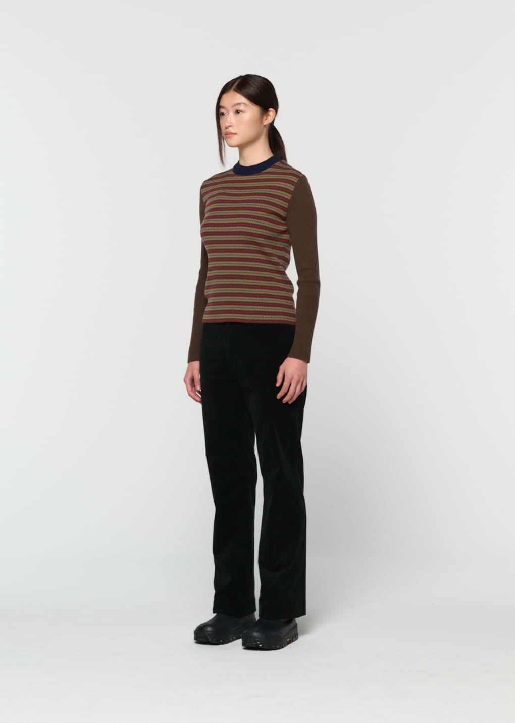 corduroy flared pants, black