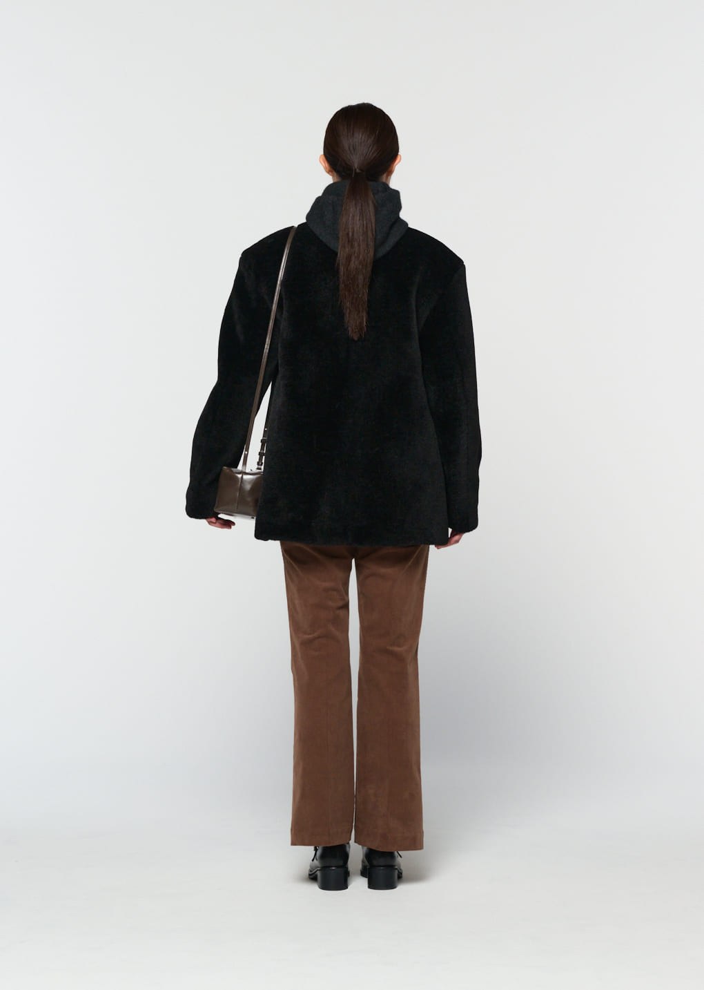 corduroy flared pants, brown