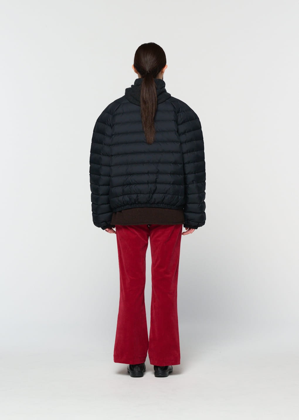 corduroy flared pants, red