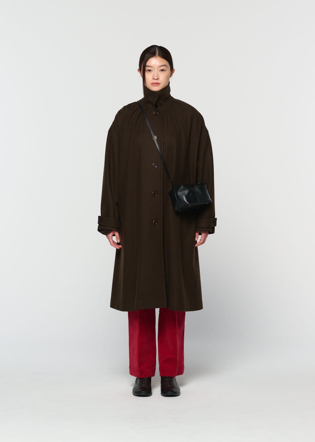 corduroy flared pants, red