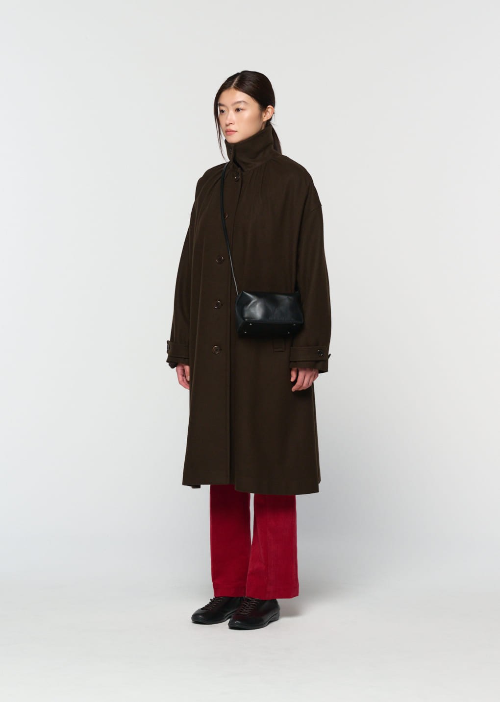 corduroy flared pants, red
