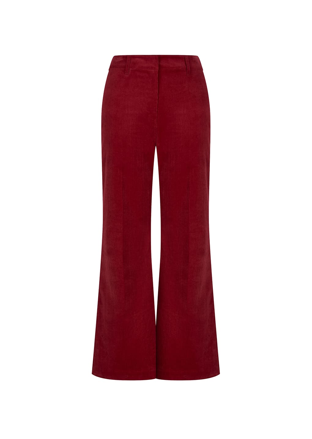 corduroy flared pants, red