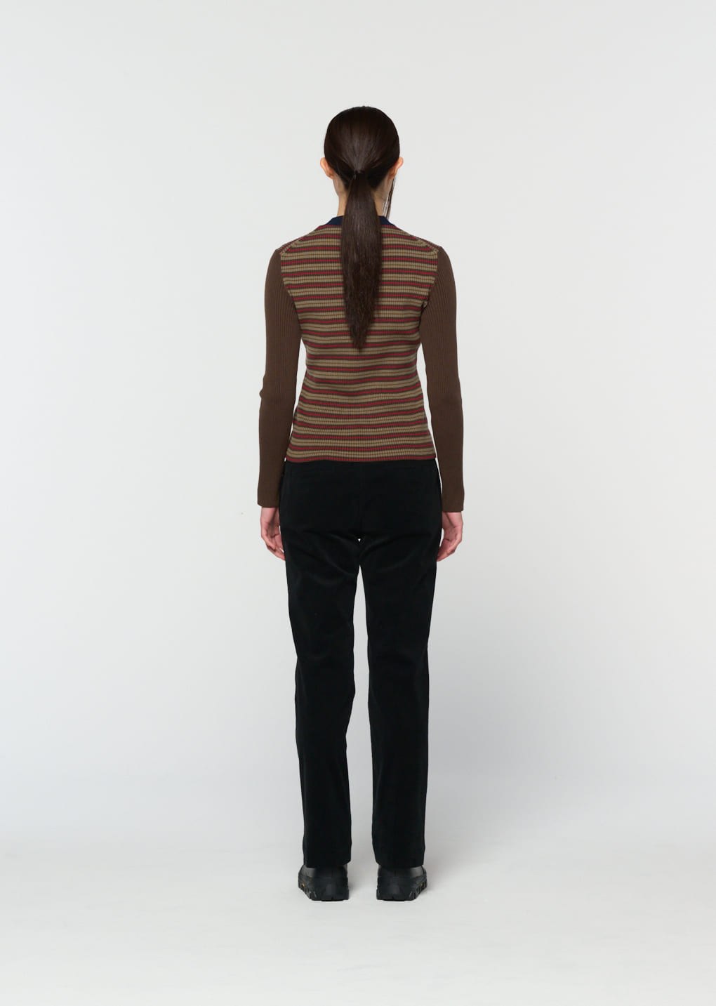 stripe round knit, brown