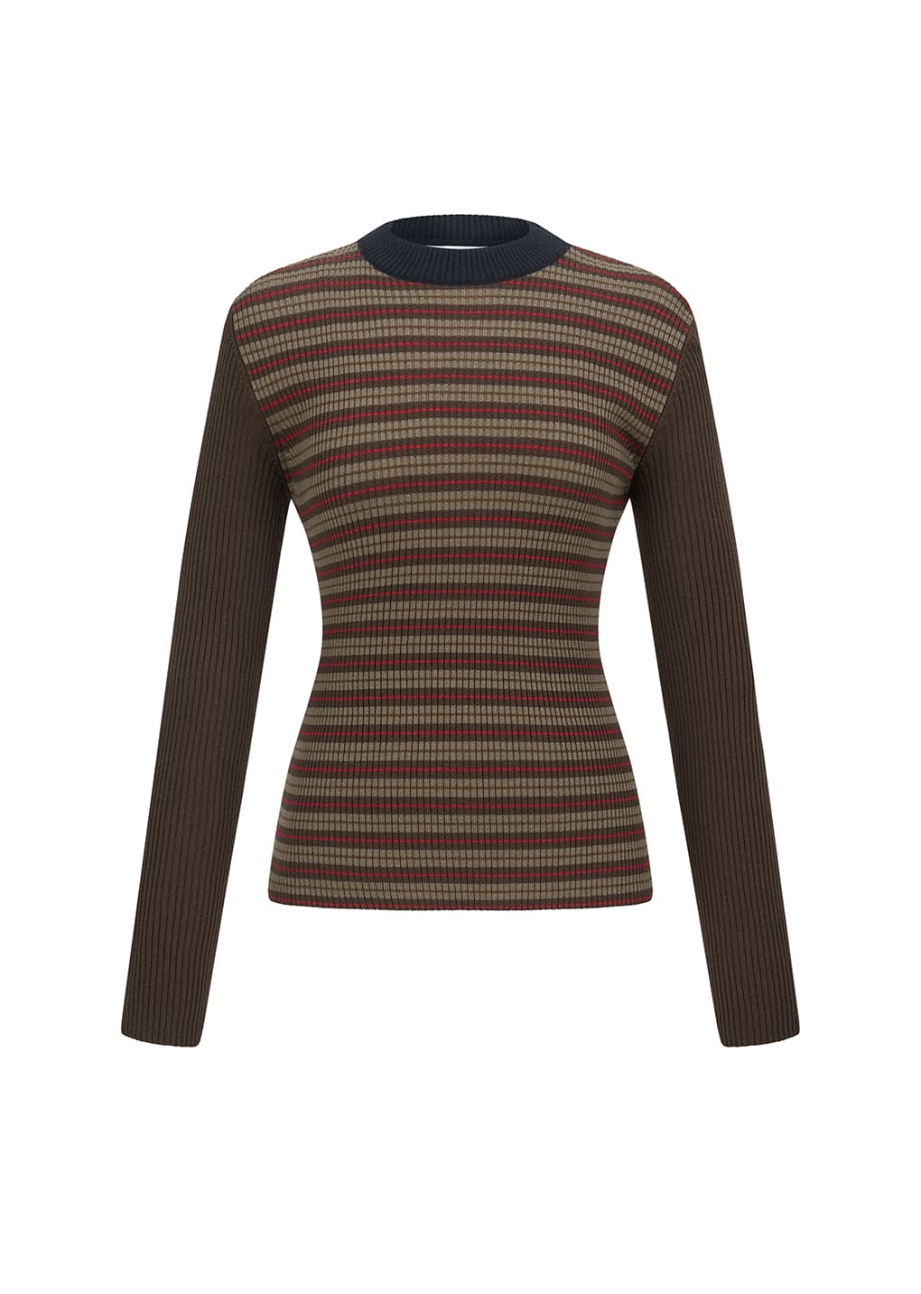 stripe round knit, brown