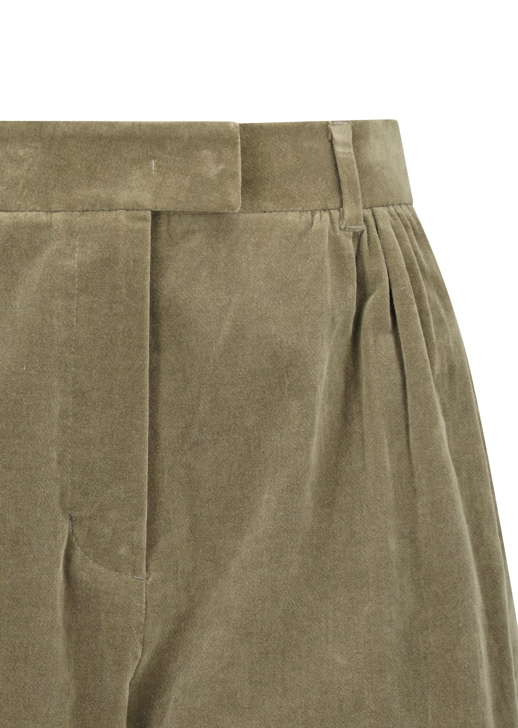 velvet shirring pants, khaki