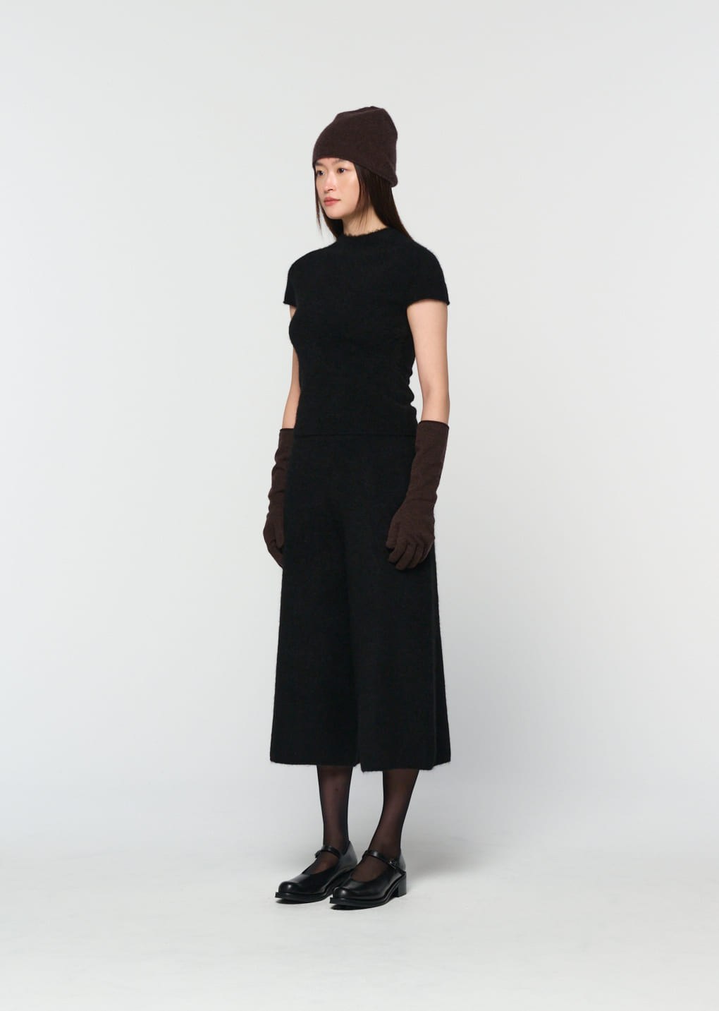 hairy culotte pants, black