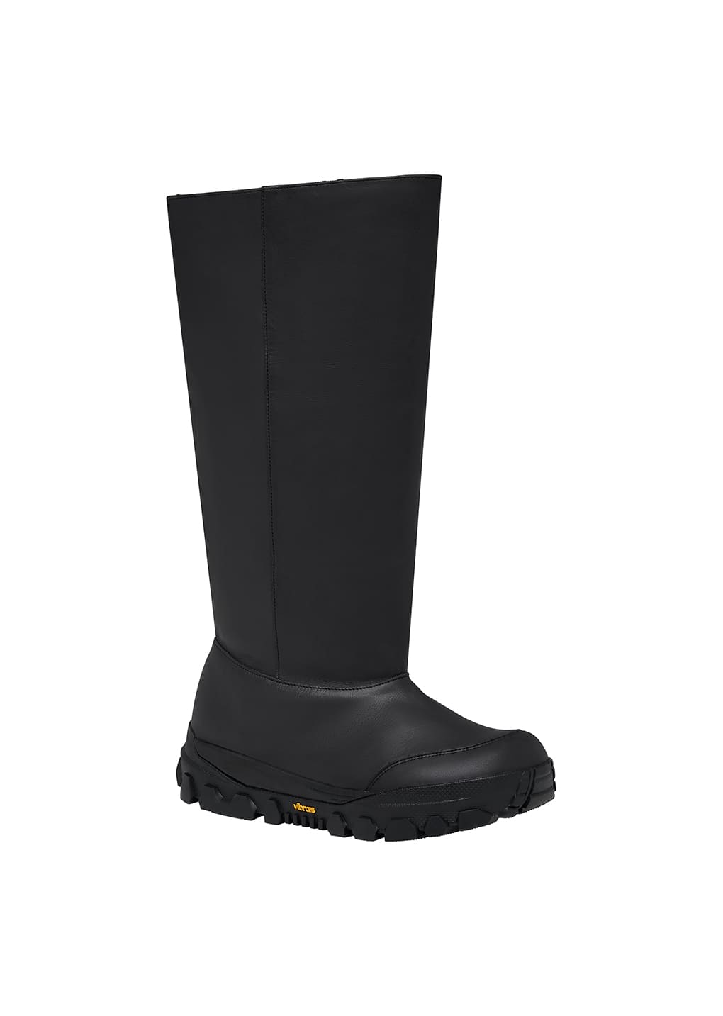 vibram shearling long boots, black