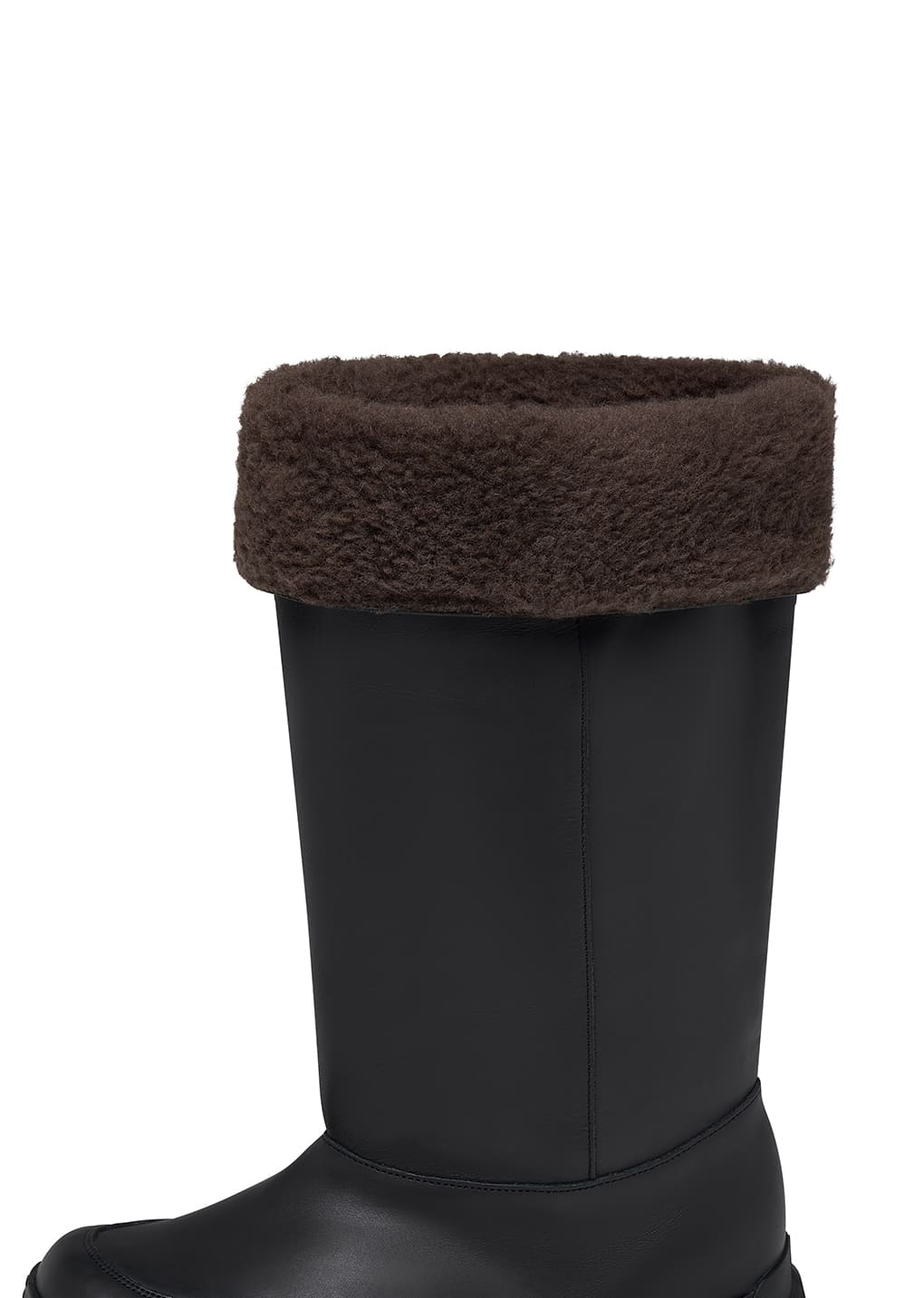 vibram shearling long boots, black