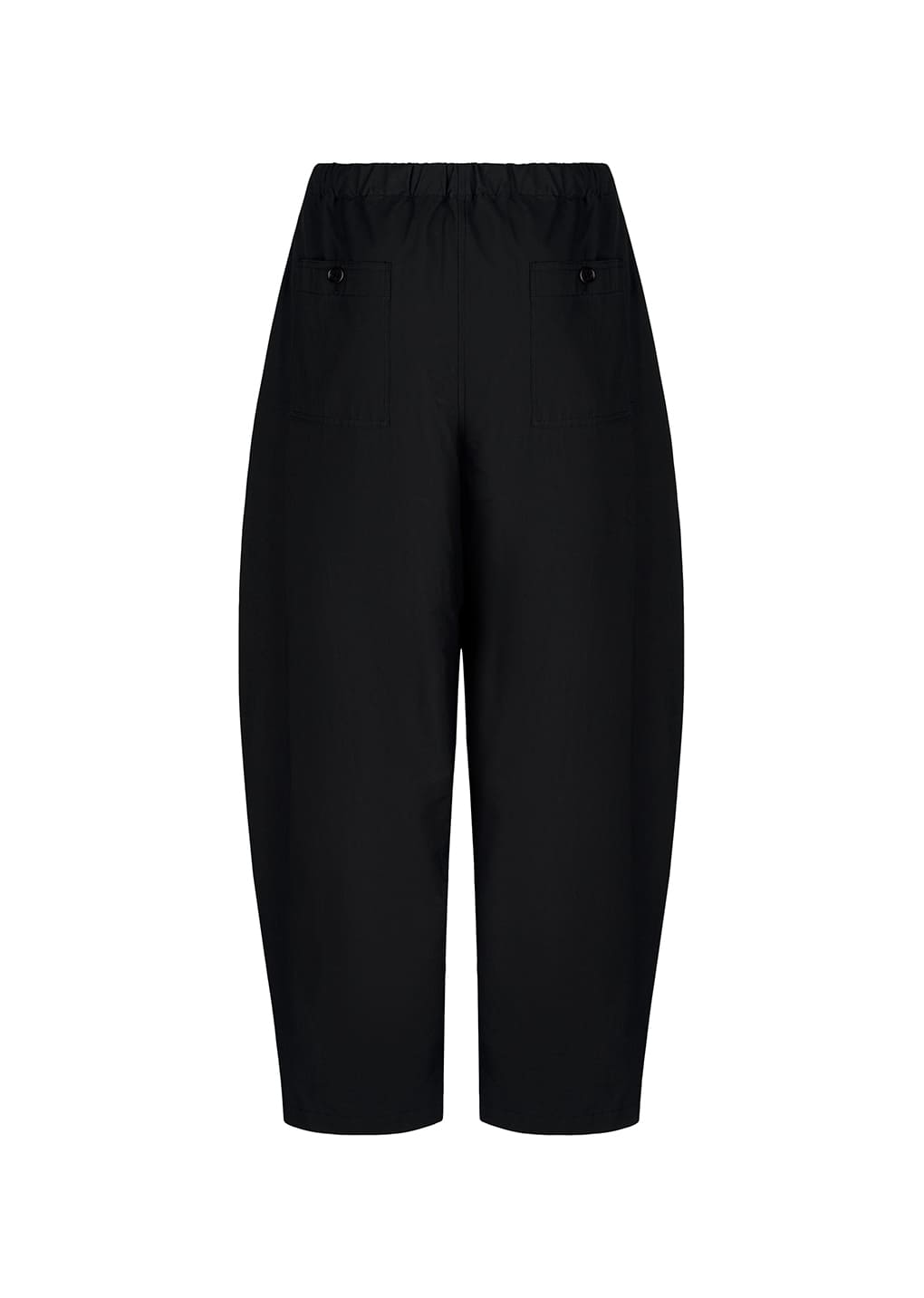 drawstring curved pants, black