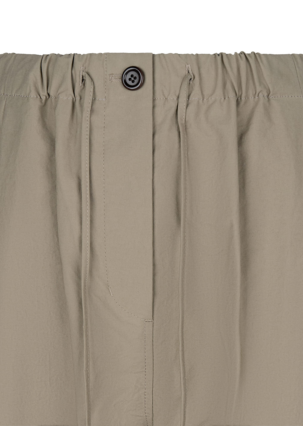 drawstring curved pants, khaki